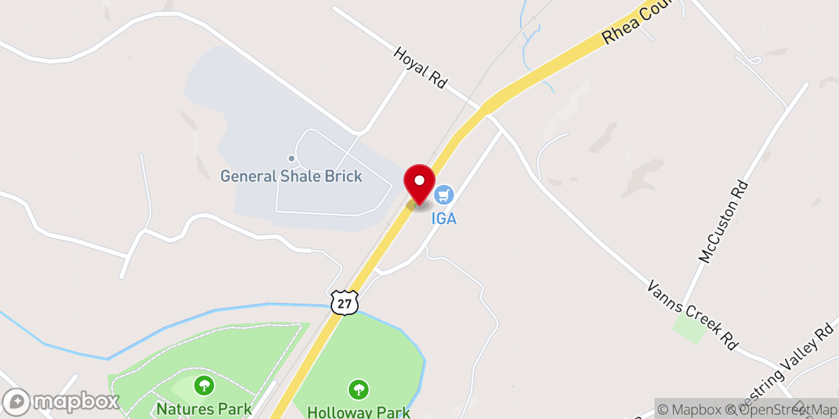 Map showing location of Spring City Baptist Church
