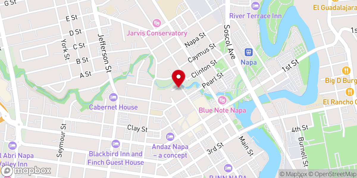 Map showing location of Napa Valley Center for Spiritual Living