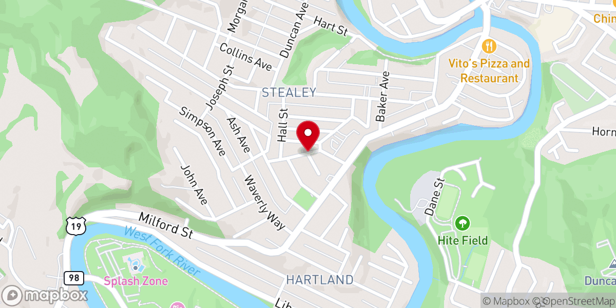 Map showing location of Stealey Assembly of God