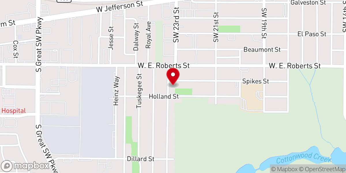 Map showing location of Sunset Baptist Church
