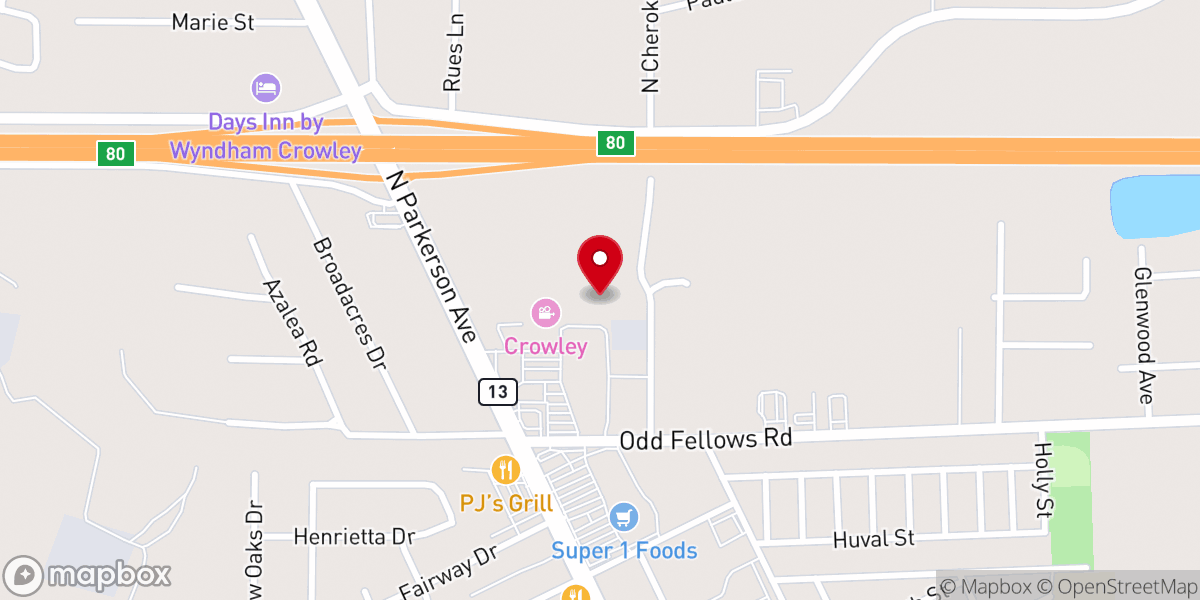 Map showing location of Our Savior's Church Crowley