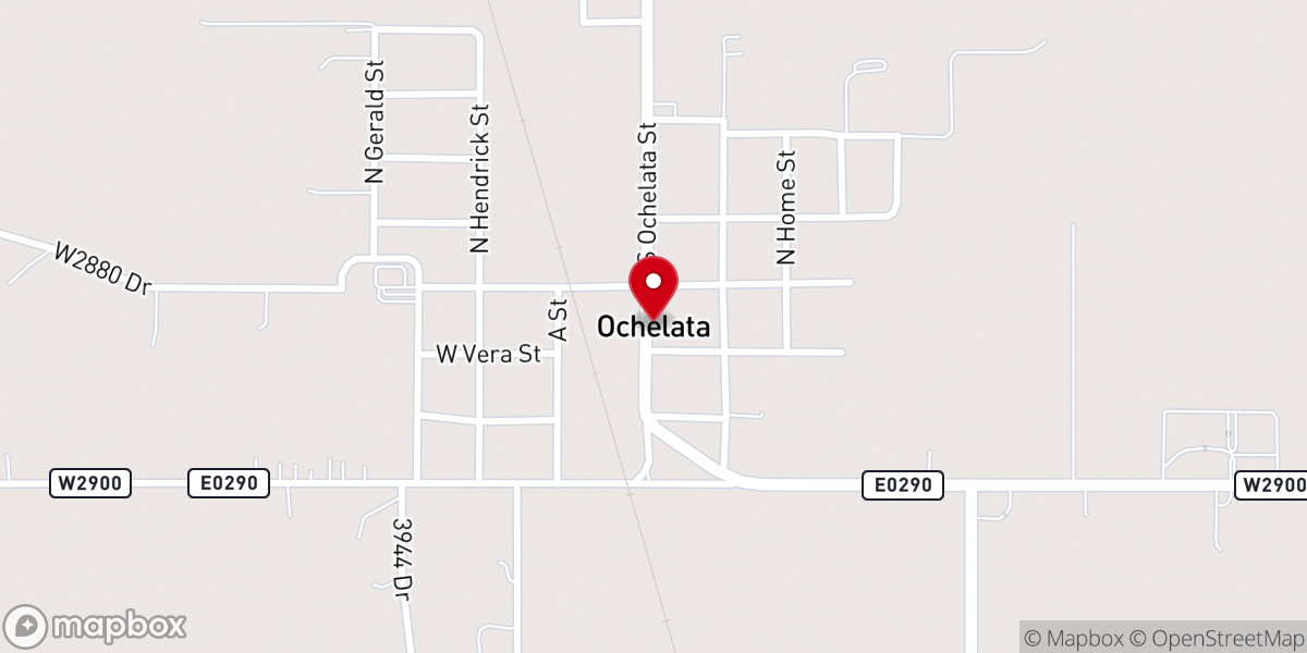 Map showing location of Ochelata