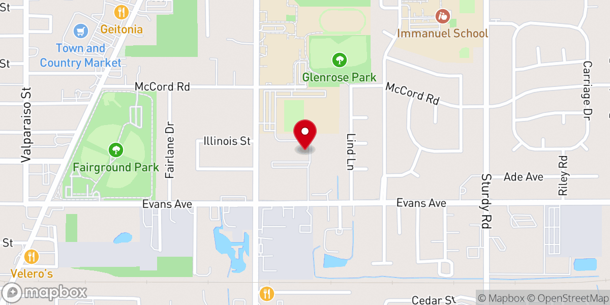 Map showing location of Calvary Church of Valparaiso