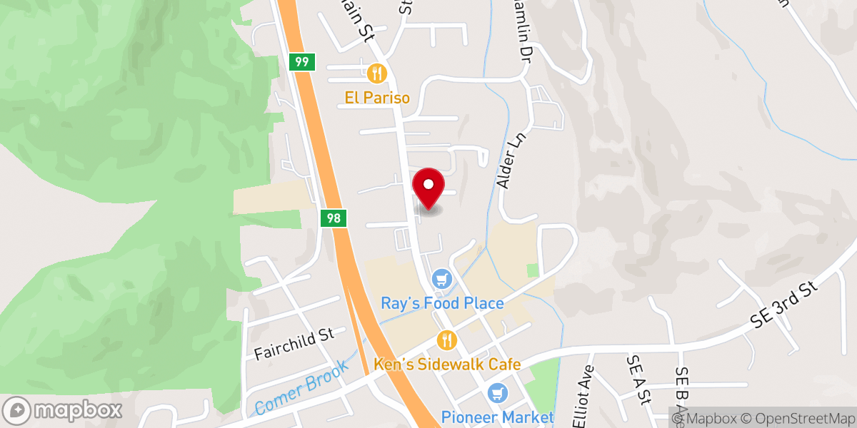 Map showing location of Canyonville Assembly of God