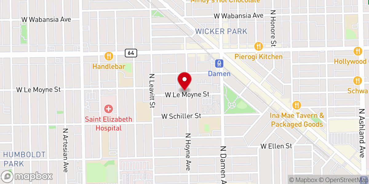 Map showing location of Wicker Park Lutheran Church