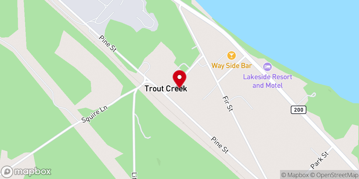 Map showing location of Trout Creek Community Church