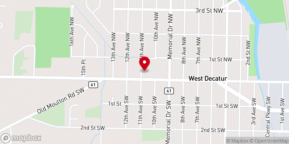 Map showing location of First Decatur AME Zion Church