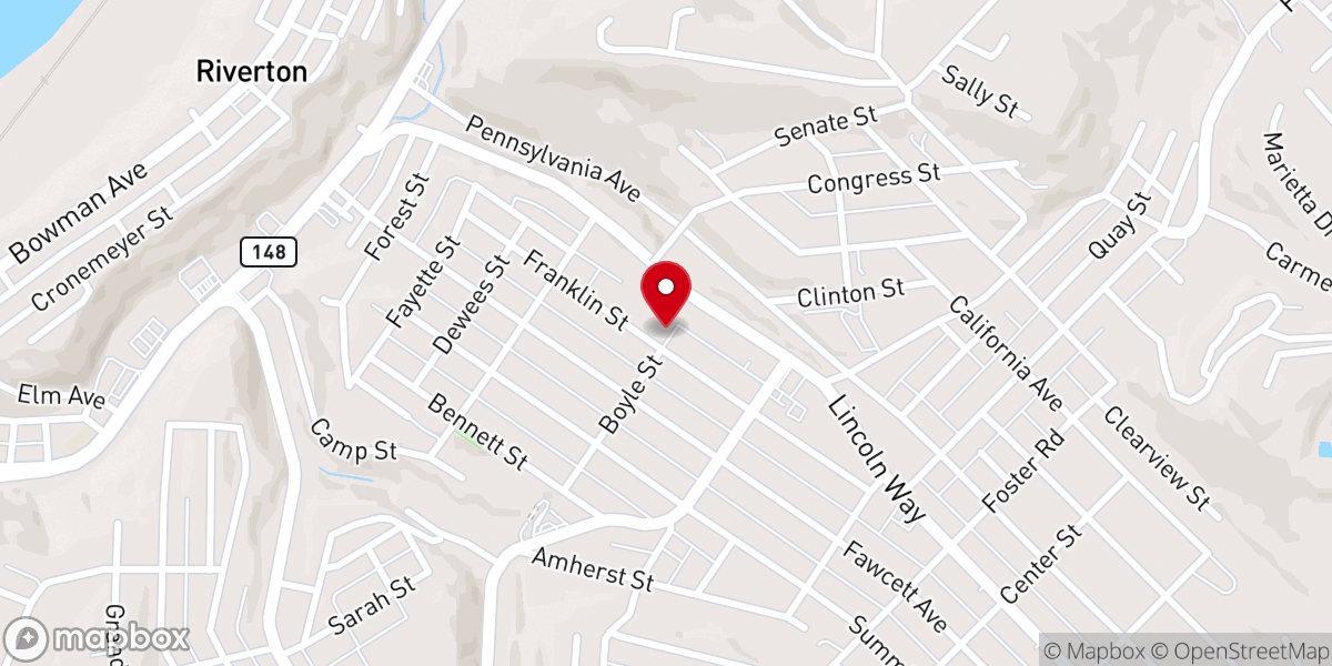 Map showing location of McKeesport church of Christ