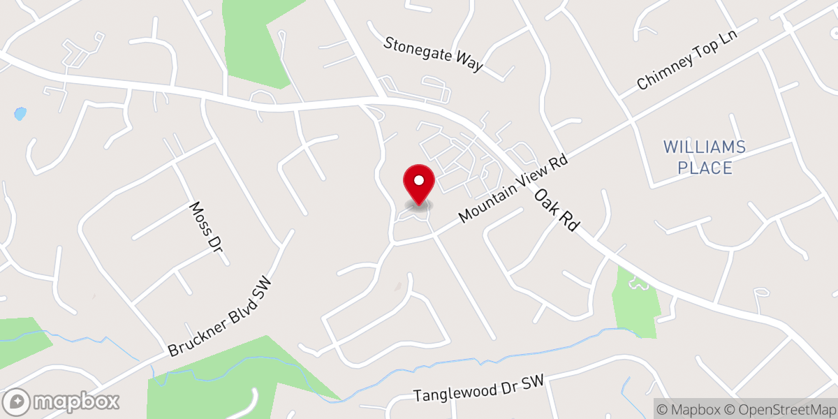 Map showing location of Mountain Oak Baptist Church
