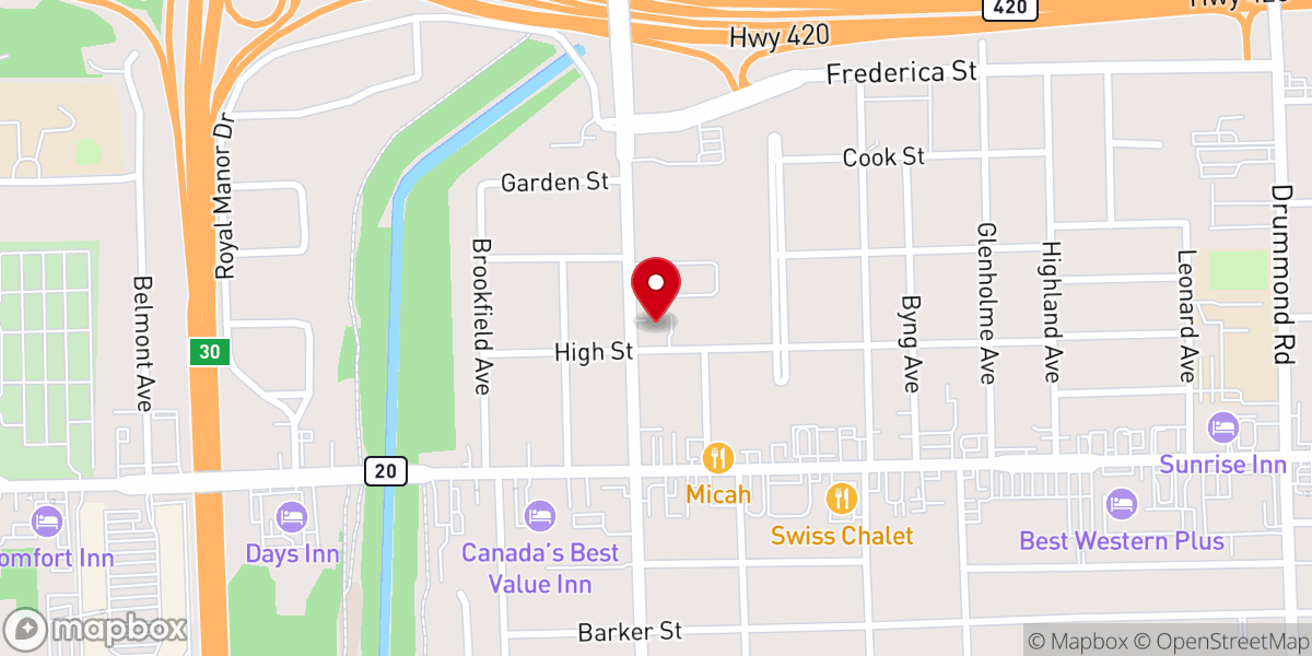 Map showing location of Niagara Orchard Community Church