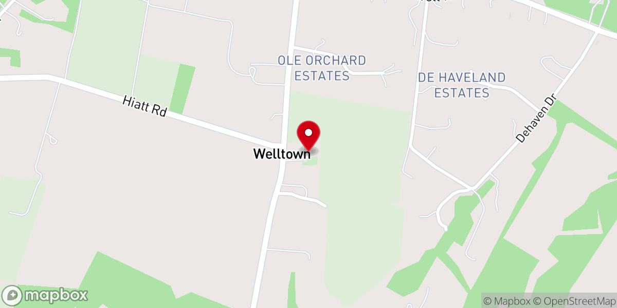 Map showing location of Welltown United Methodist Church