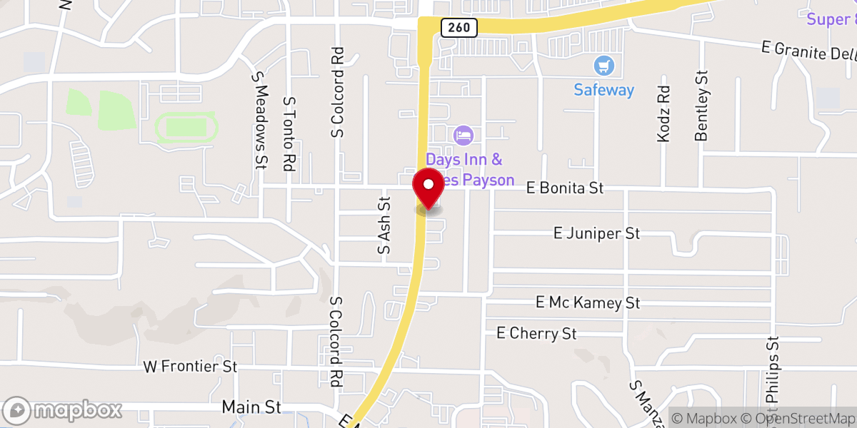 Map showing location of Payson Living Word Bible Church
