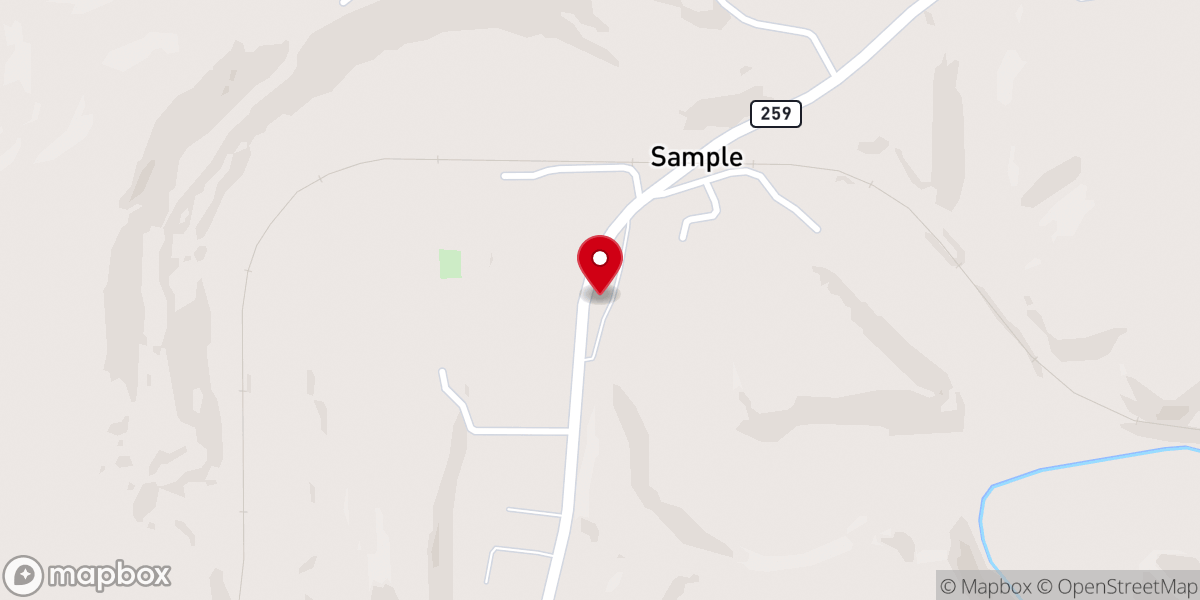 Map showing location of Sample Methodist Church