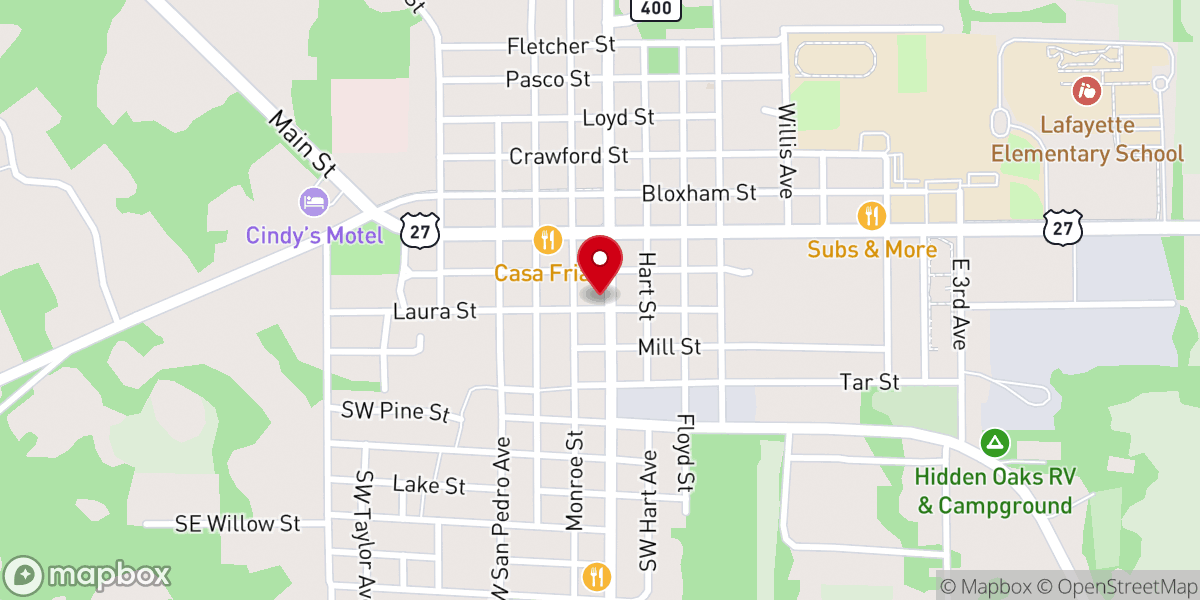 Map showing location of Mayo church of Christ