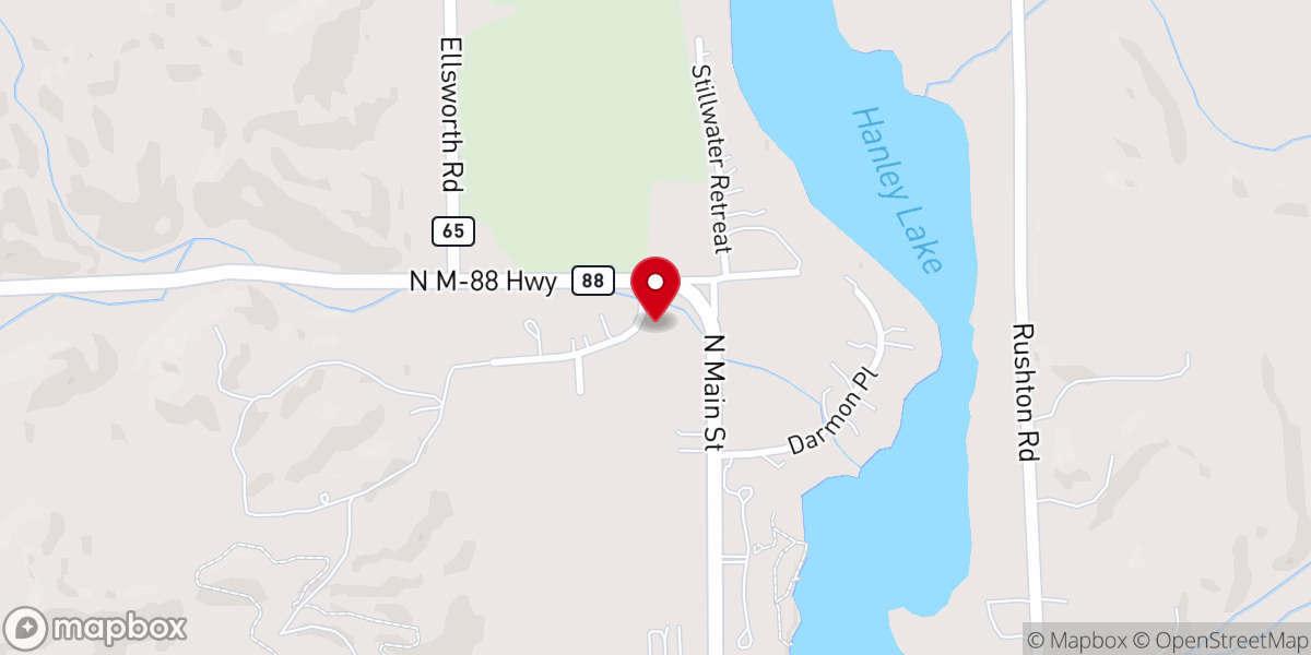 Map showing location of Central Lake Chamber of Commerce