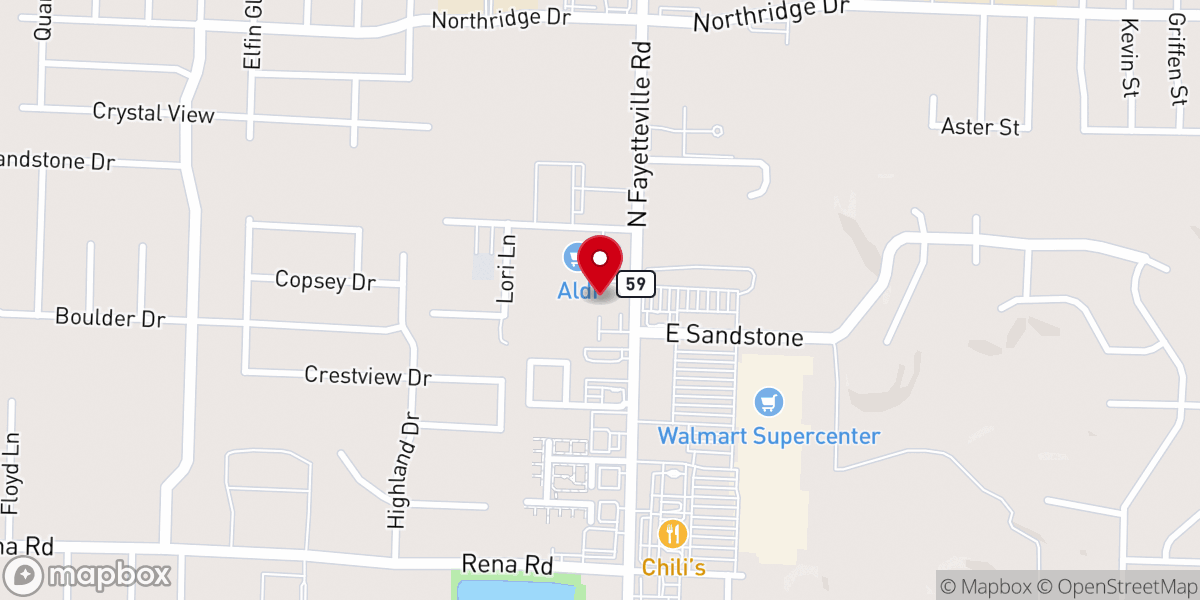 Map showing location of Vista Free Will Baptist Church