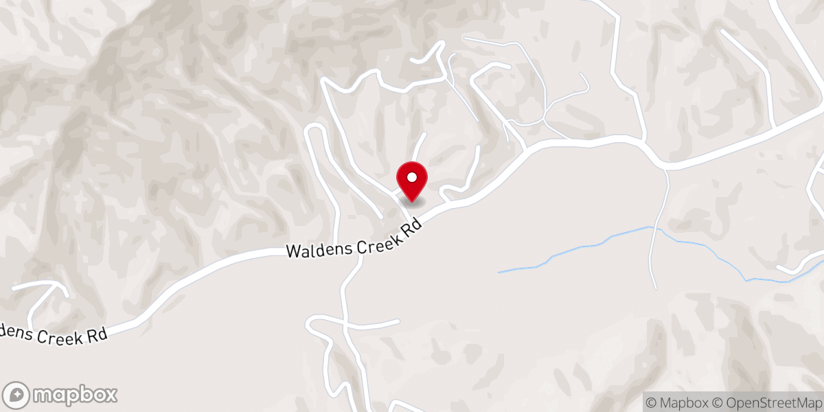 Map showing location of Waldens Creek Church