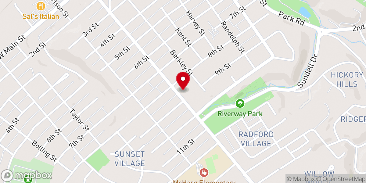 Map showing location of Central Church Radford
