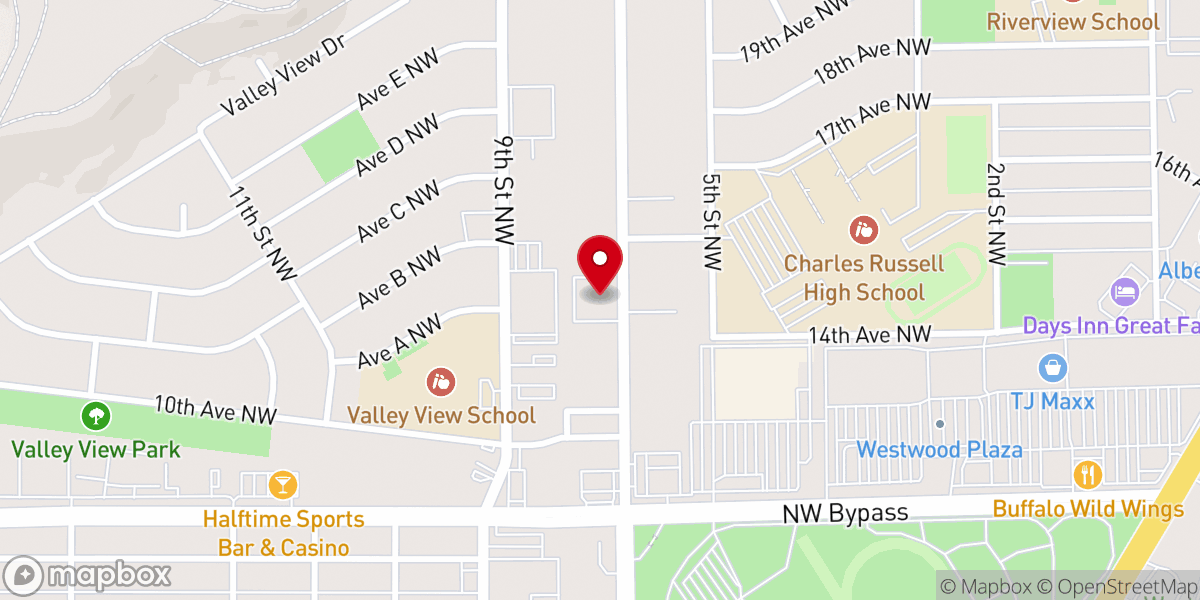 Map showing location of Westside Baptist Church
