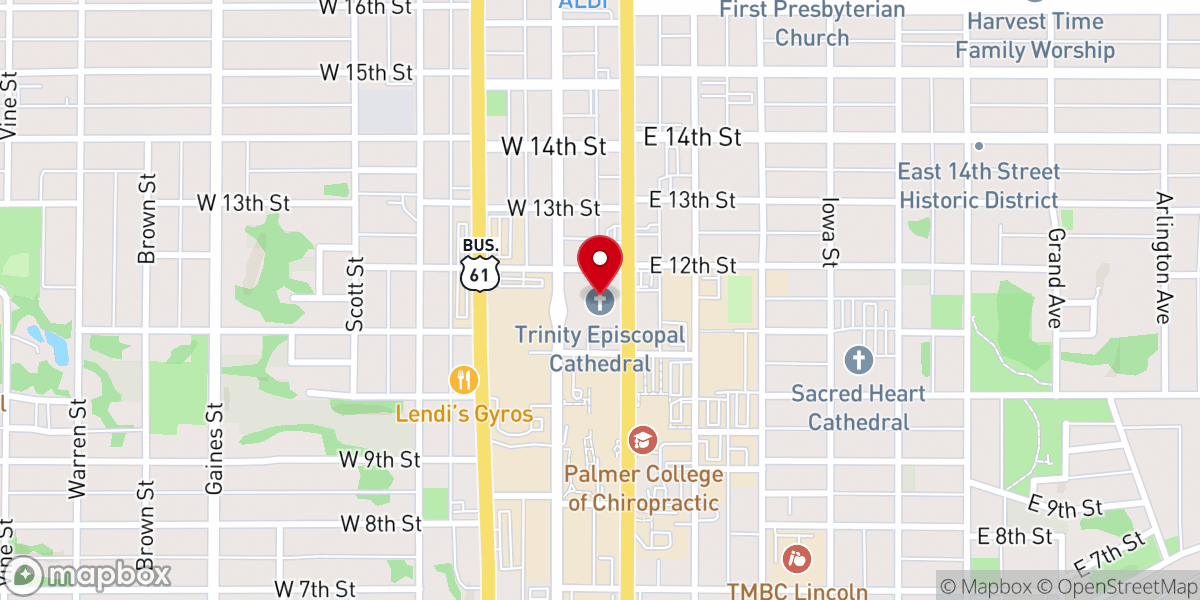 Map showing location of Trinity Episcopal Cathedral