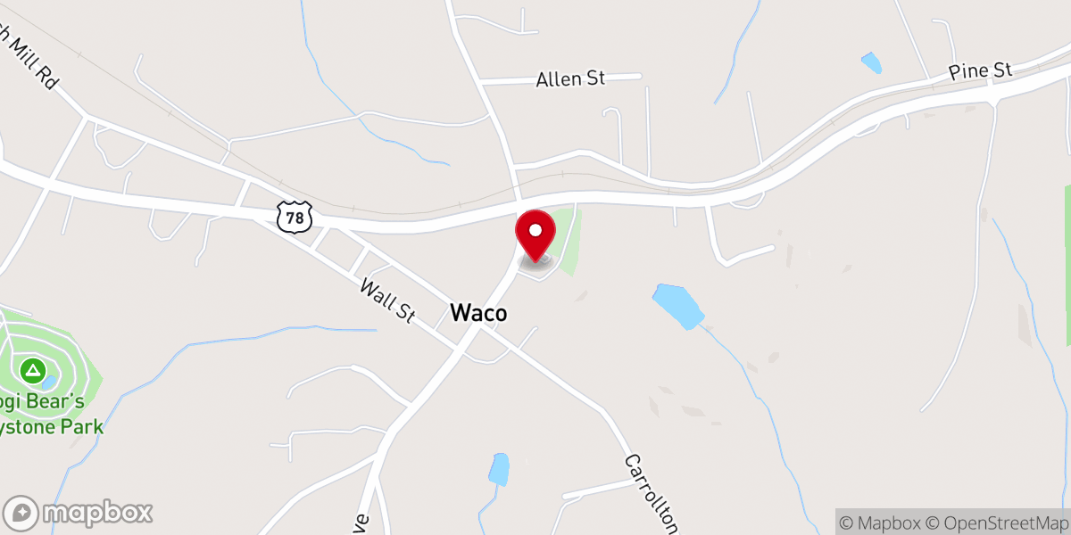 Map showing location of Waco Baptist Church