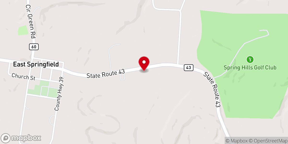 Map showing location of East Springfield Global Methodist Church of the Cross