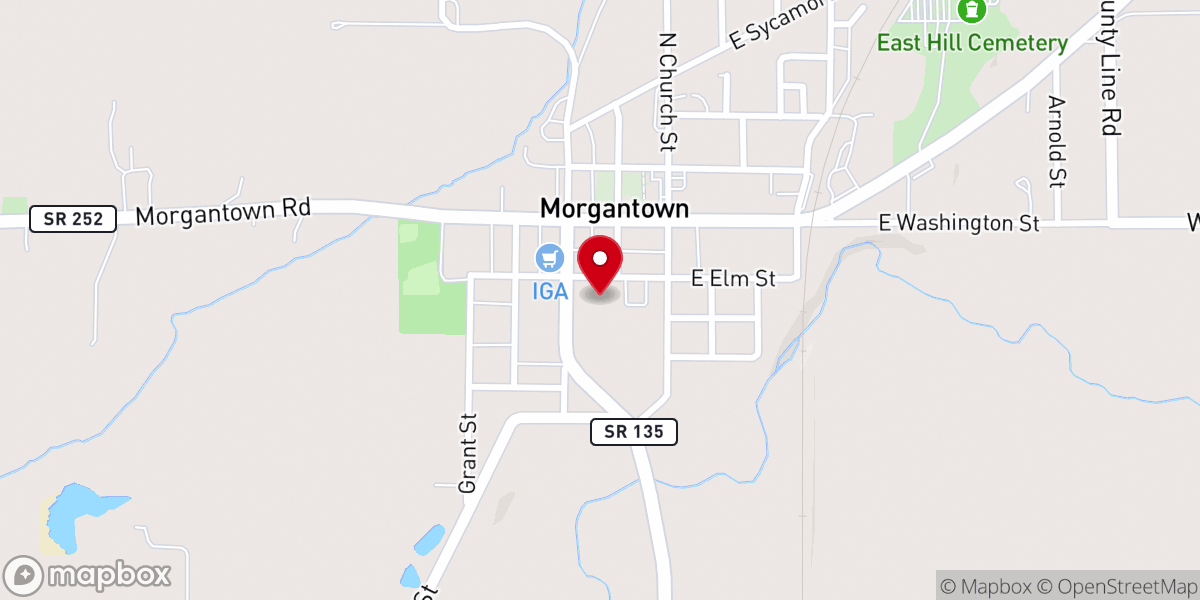 Map showing location of Morgantown Baptist Church