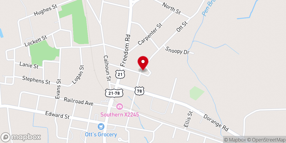 Map showing location of Branchville Baptist Church