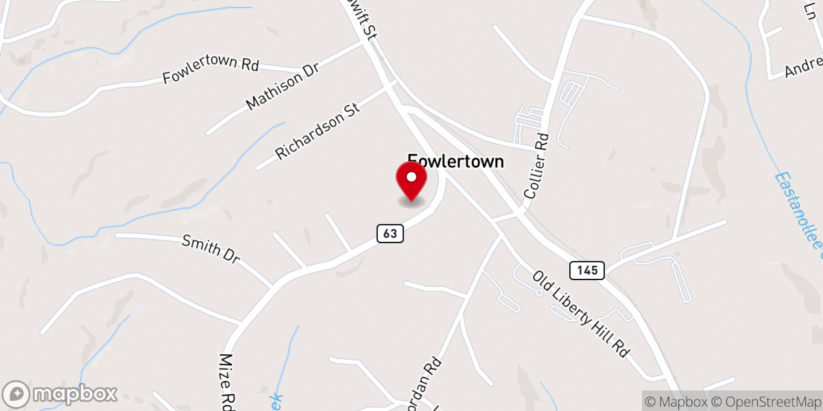 Map showing location of Sunnyside Baptist Church