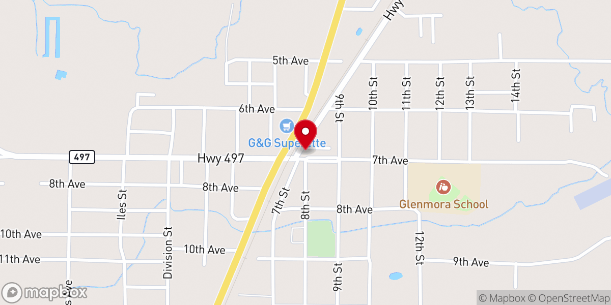 Map showing location of Rapides Parish Sheriff's Office-Glenmora Substation