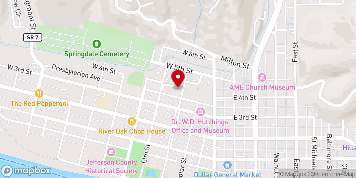 Map showing location of Broadway Baptist Church