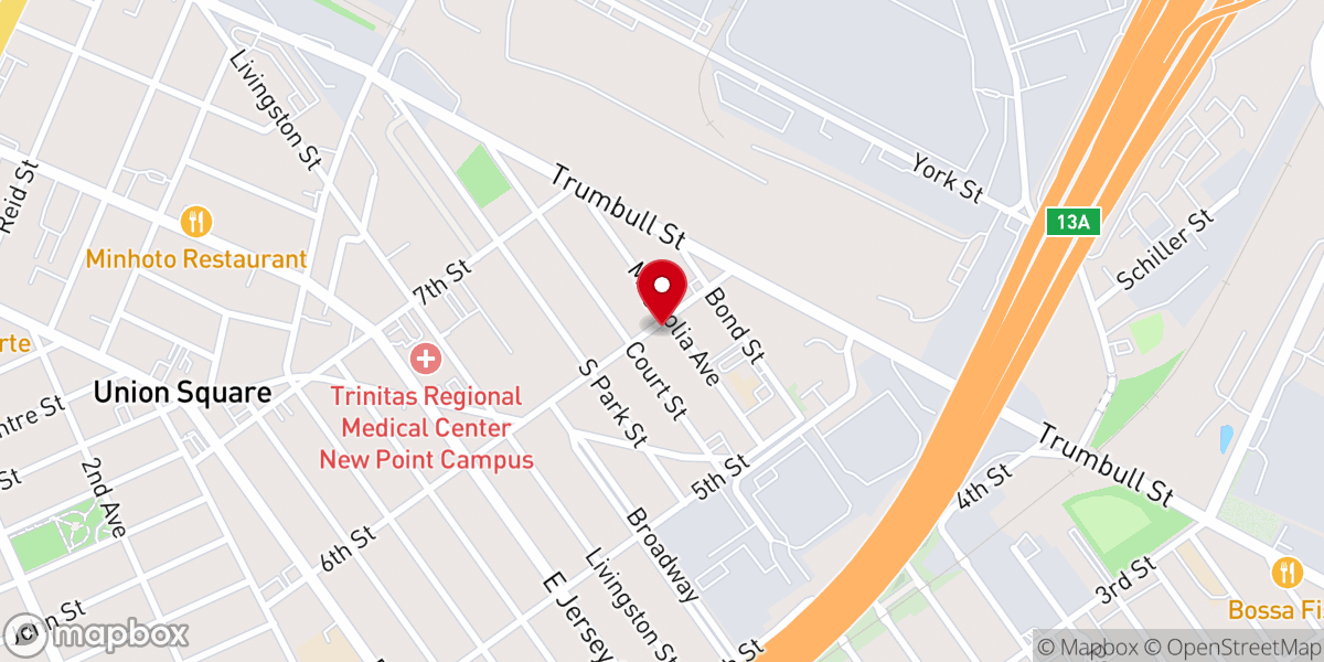 Map showing location of The Hope Communuty Church on 6TH and Magnolia Elizabeth NJ 07206