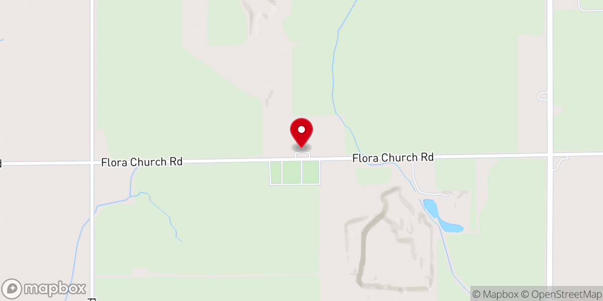 Map showing location of Flora Community Church