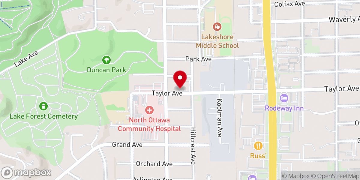 Map showing location of St. John's Lutheran Church