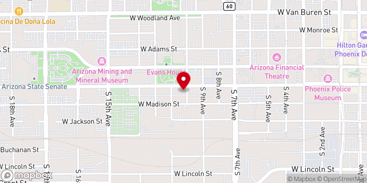 Map showing location of Hospitality Table Inc