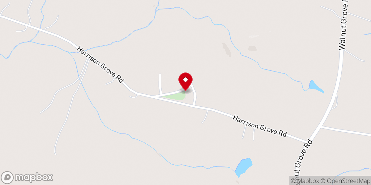 Map showing location of Harrison Grove Baptist Church