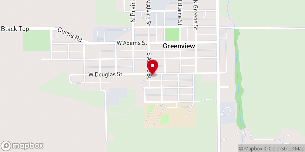 Map showing location of Greenview Christian Church