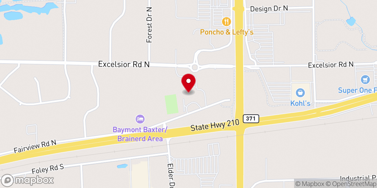 Map showing location of Brainerd First Baptist Church - Food Distribution Center