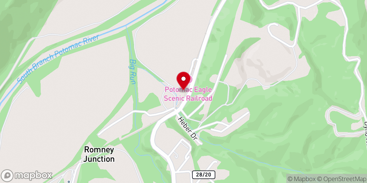 Map showing location of Potomac Eagle Scenic Railroad