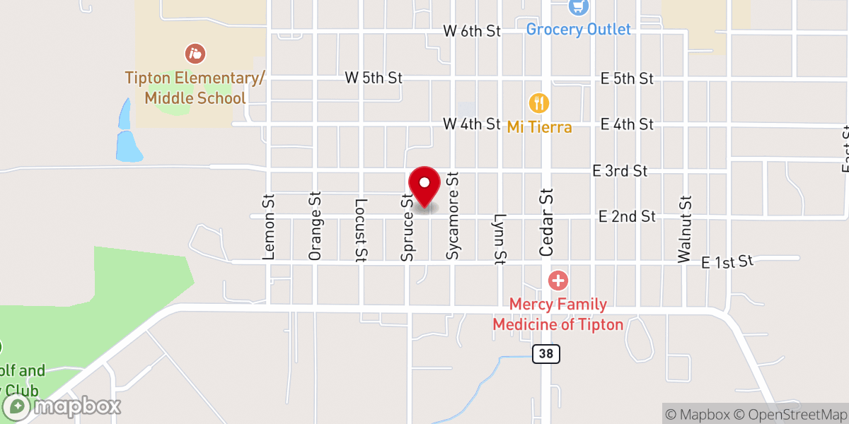 Map showing location of Tipton Bible Church