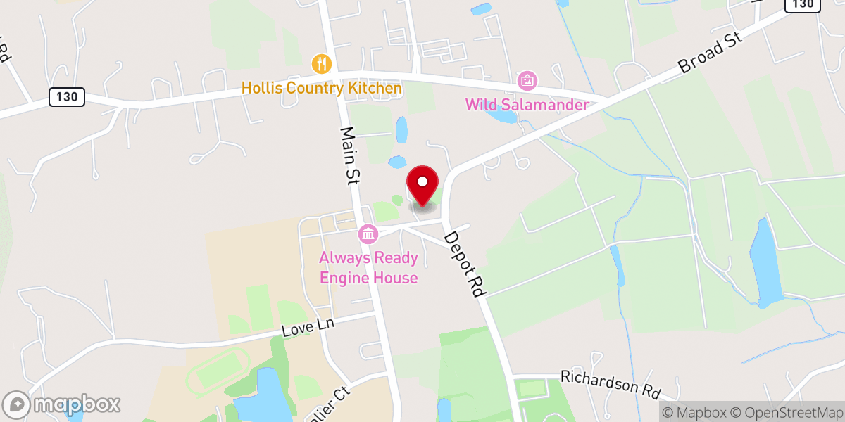 Map showing location of Congregational Church of Hollis