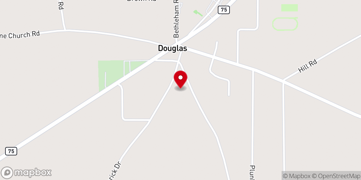 Map showing location of Douglas Baptist Church