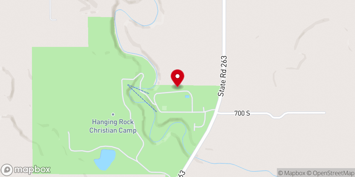 Map showing location of Hanging Rock Christian Camp