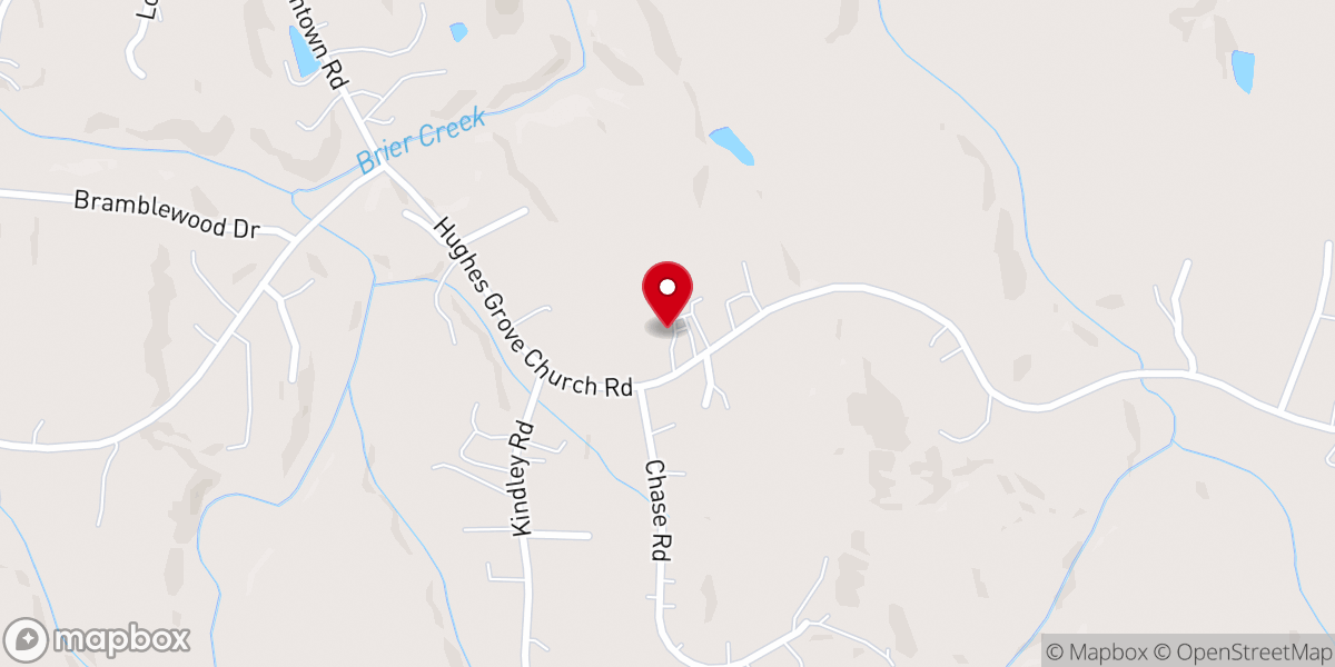 Map showing location of Hughes Grove Baptist Church