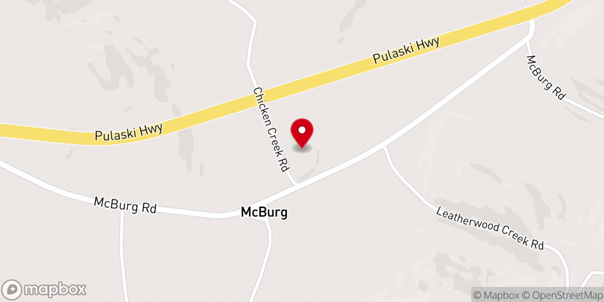 Map showing location of McBurg Church of Christ