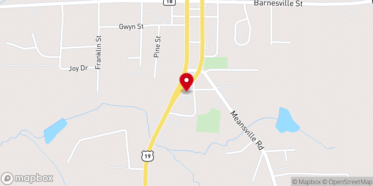Map showing location of Mt Hope Baptist Church Zebulon Georgia
