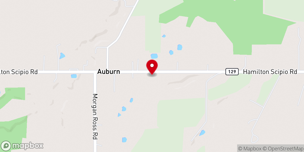Map showing location of First Baptist Church of Auburn