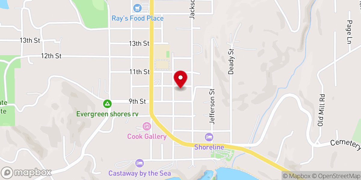 Map showing location of Port Orford Christian Center