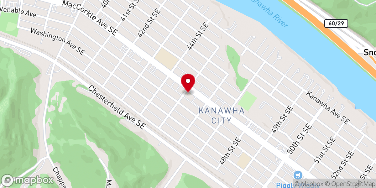 Map showing location of Kanawha City Baptist Church