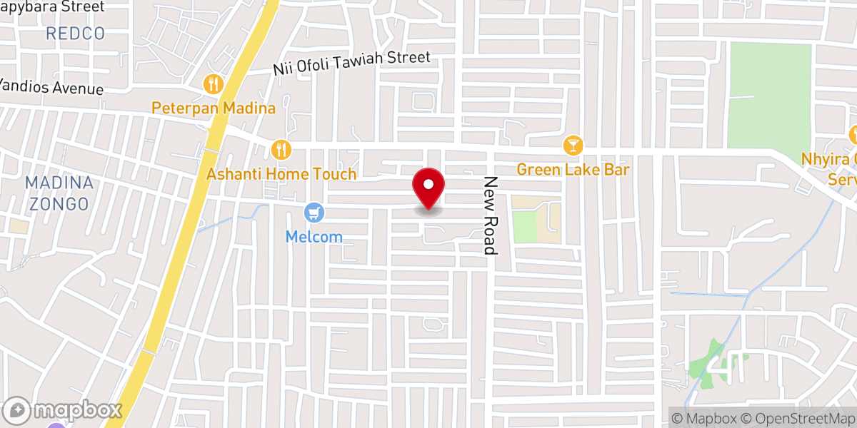 Map showing location of Madina Queen of Peace Catholic Church Entrance